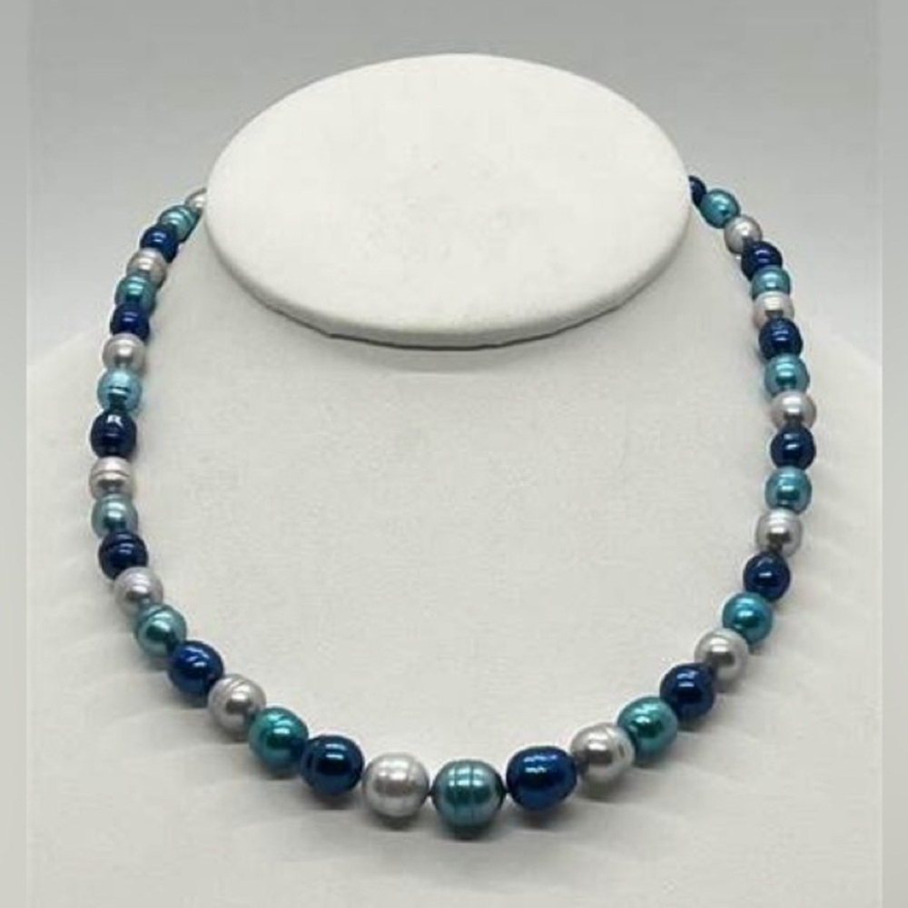 Honora Blue and Silver Pearl Necklace